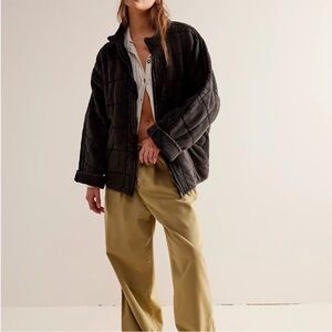 Free People Dolman Black Quilted Jacket XS